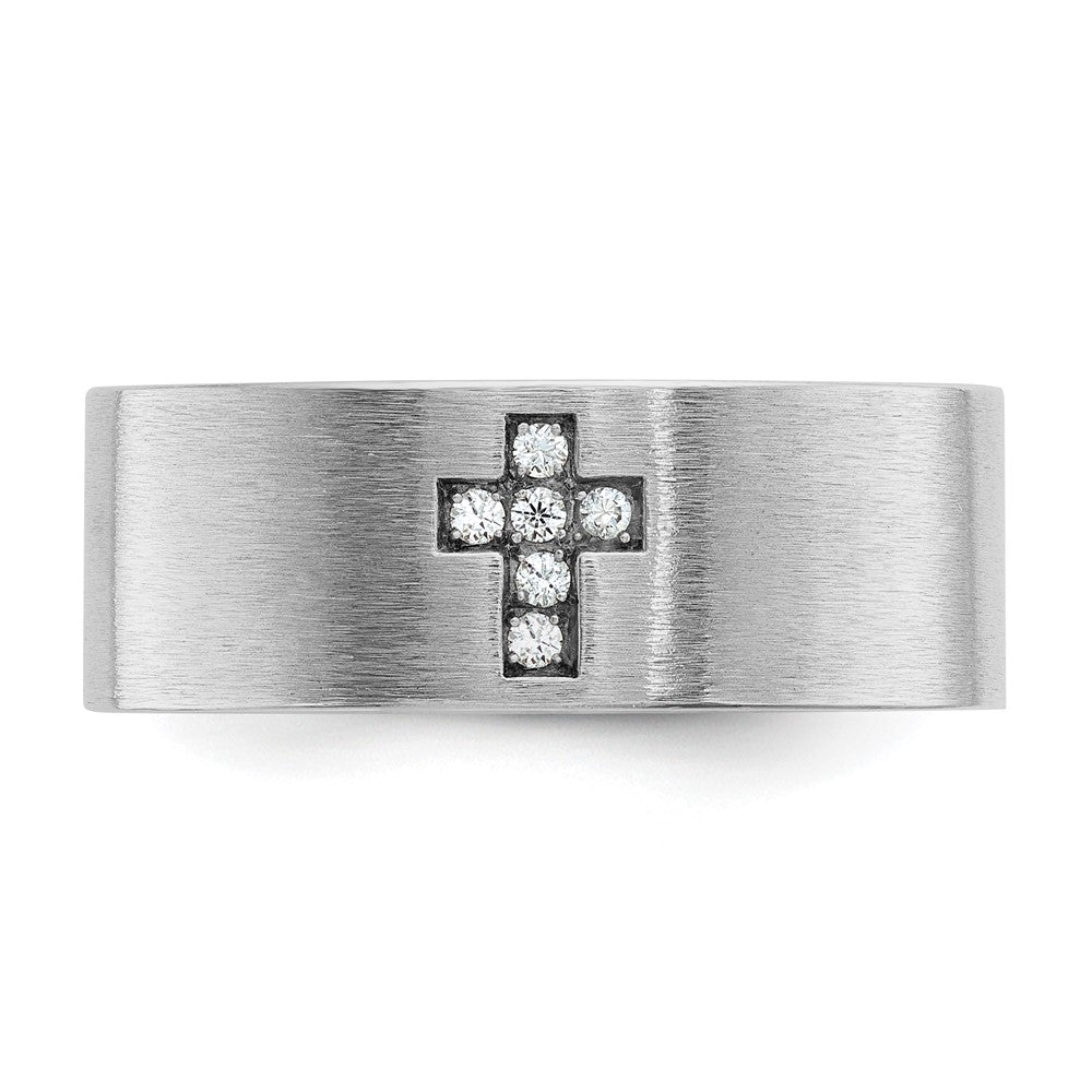 Buy Stylish Men's 14K White Gold Cross Ring with 1/20 Carat Diamond