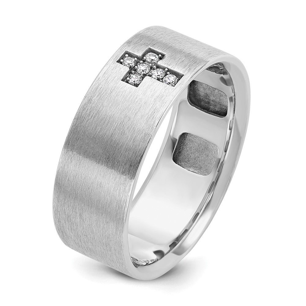 Shop High-Quality Men's 14K White Gold Cross Ring with 1/20 Carat Diamond