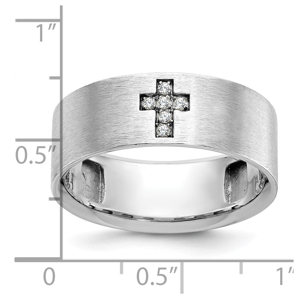 Buy Stylish Men's 14K White Gold Cross Ring with 1/20 Carat Diamond