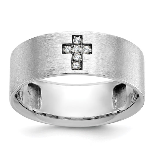 Shop High-Quality Men's 14K White Gold Cross Ring with 1/20 Carat Diamond