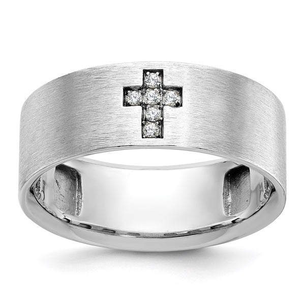 Men's 14K White Gold Cross Ring with 1/20 Carat Diamond - Style GR1-1000873