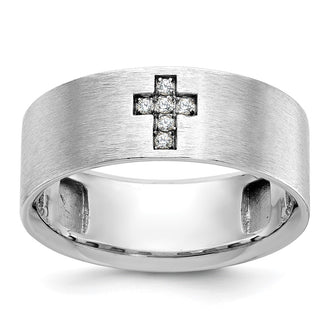 Buy Stylish Men's 14K White Gold Cross Ring with 1/20 Carat Diamond