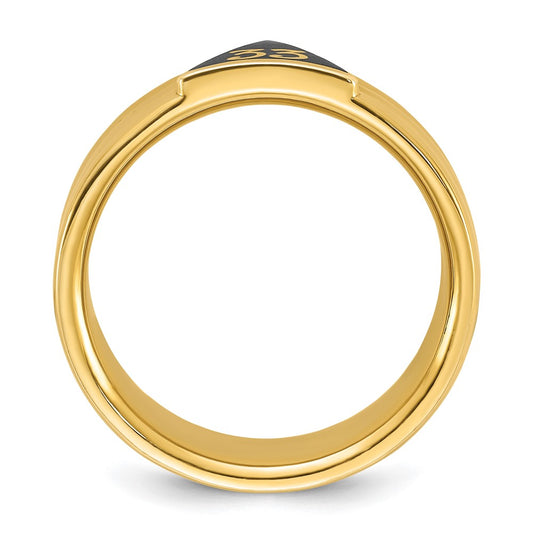 Shop Exclusive 14K Men's Polished Masonic Ring - Stylish Grooved Design, 33rd Degree