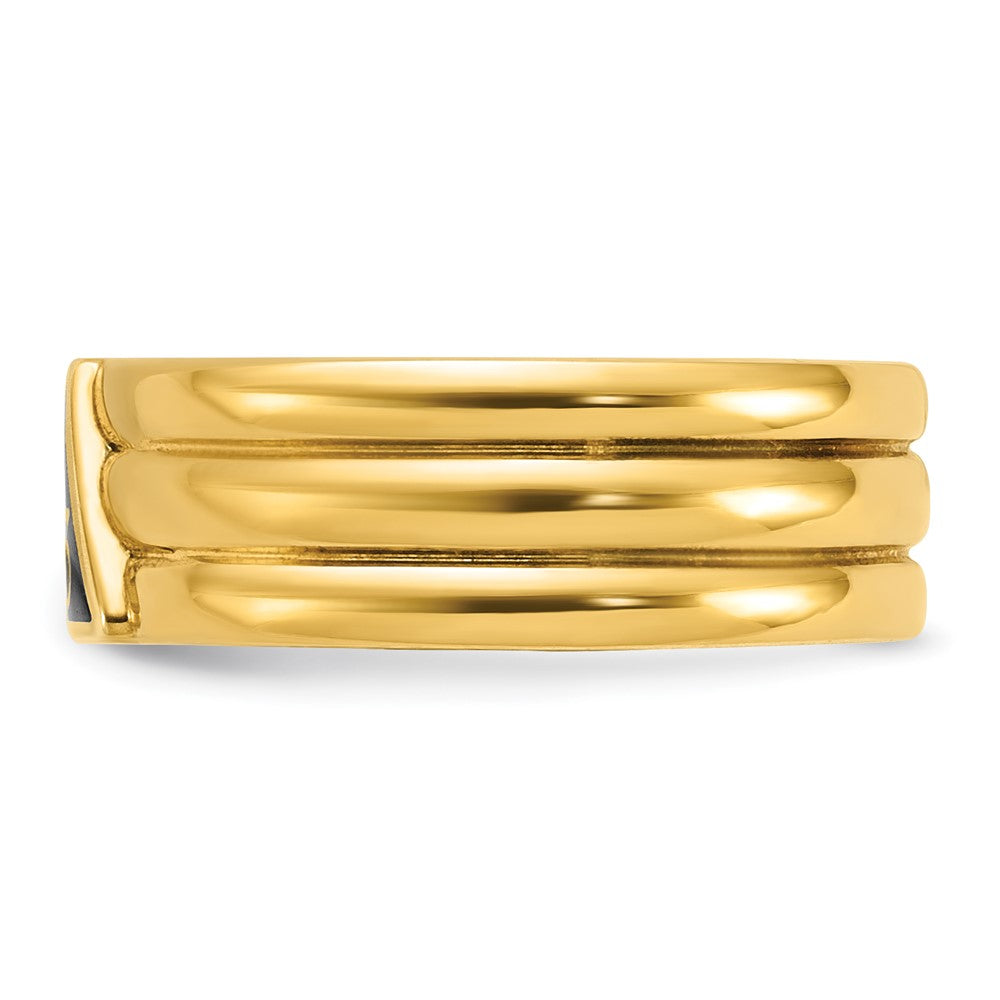 Shop Exclusive 14K Men's Polished Masonic Ring - Stylish Grooved Design, 33rd Degree