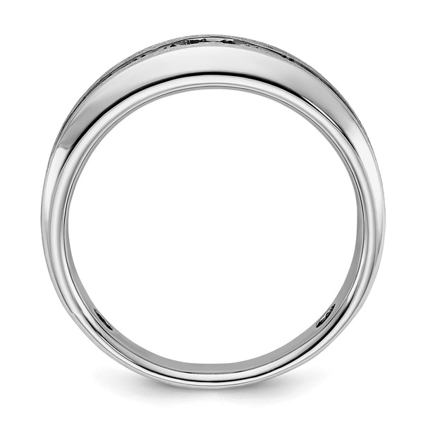 Men's 14K White Gold Ring with Diamonds - Black Rhodium