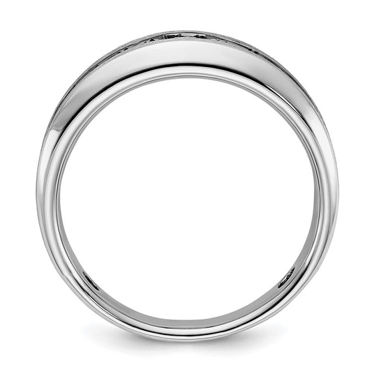High-Quality Men's 14K White Gold Ring with Diamonds - Stylish Black Rhodium Finish