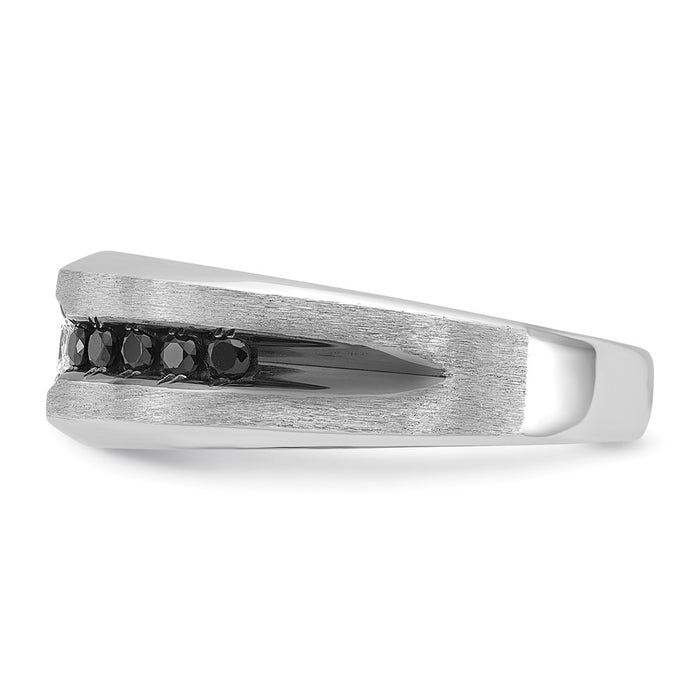 High-Quality Men's 14K White Gold Ring with Diamonds - Stylish Black Rhodium Finish-4