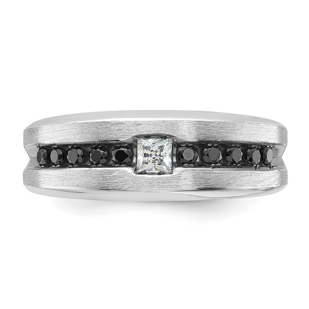 High-Quality Men's 14K White Gold Ring with Diamonds - Stylish Black Rhodium Finish