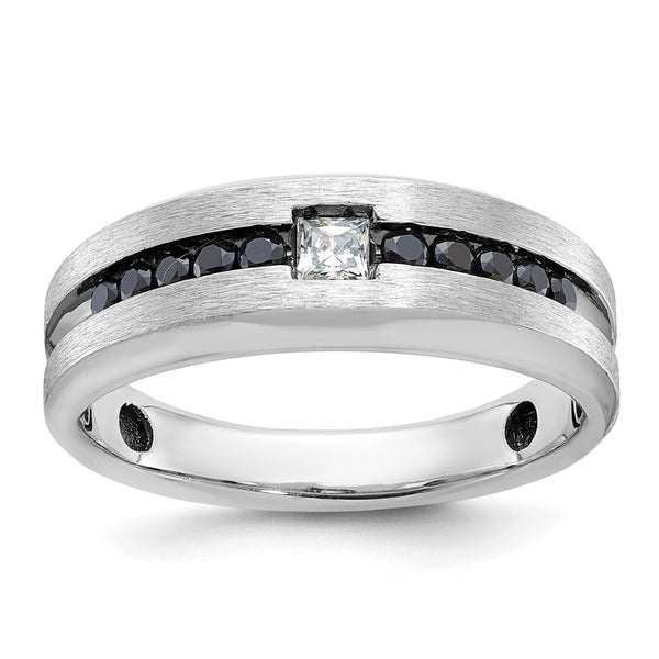 Men's 14K White Gold Ring with Diamonds - Black Rhodium