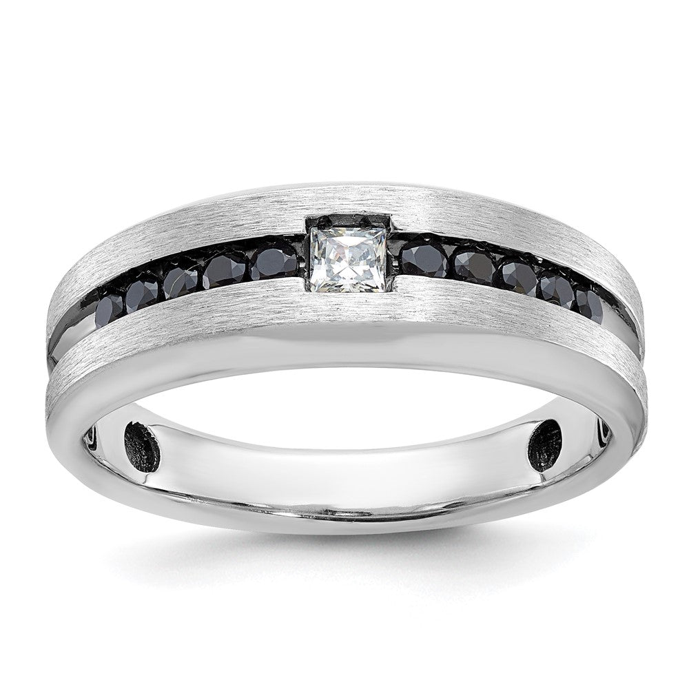 High-Quality Men's 14K White Gold Ring with Diamonds - Stylish Black Rhodium Finish