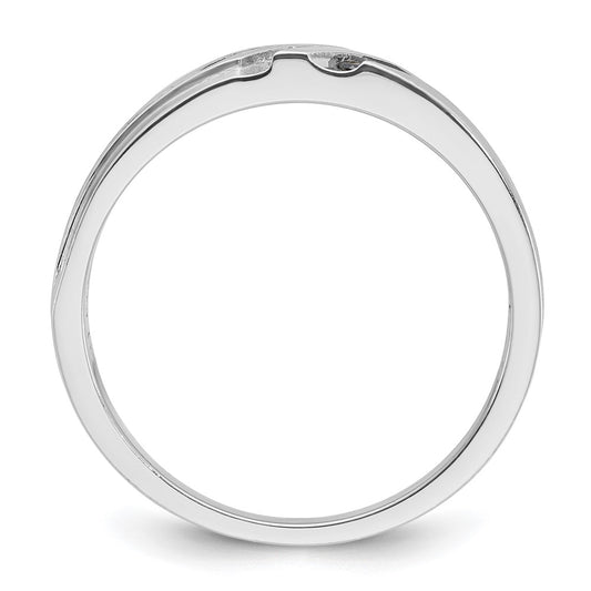 Exclusive 14K White Gold Men's Ring with 1/8 Carat Diamonds - Stylish Finish