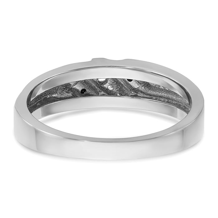 Exclusive 14K White Gold Men's Ring with 1/8 Carat Diamonds - Stylish Finish-6