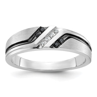 Exclusive 14K White Gold Men's Ring with 1/8 Carat Diamonds - Stylish Finish
