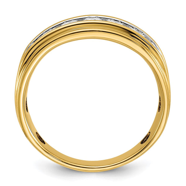 14K Gold Men's Polished Diamond Ring - 7/8 Carat