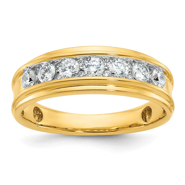 14K Gold Men's Polished Diamond Ring - 7/8 Carat