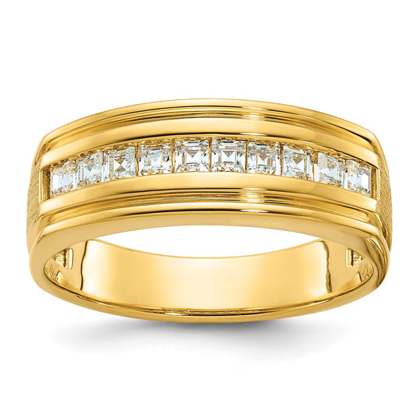 14K Gold Men's Diamond Ring, 10-Stone 1/2 Carat