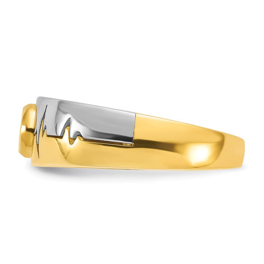 Order Stylish 14K Two-Tone Men's Diamond Heartbeat Ring, 2/5 Carat, Affordable!