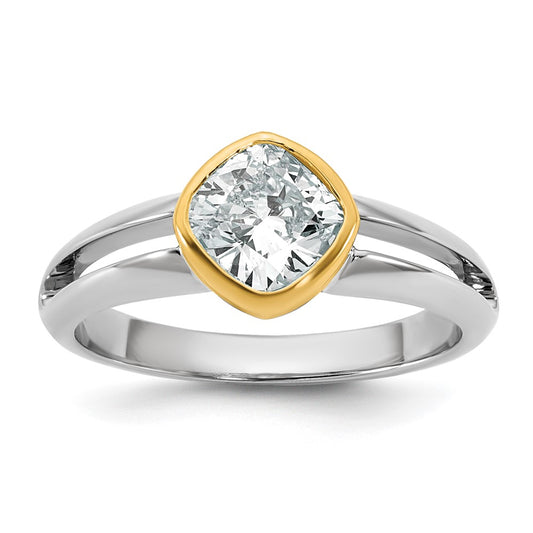 Shop Exclusive 14K Two-Tone 1ct Cushion Cut Lab-Grown Diamond Wedding Band