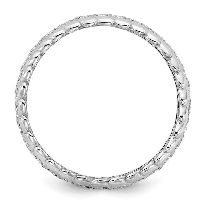 Designer 14K White Gold Polished Diamond Band Ring - Size 11, Stylish Value!-2