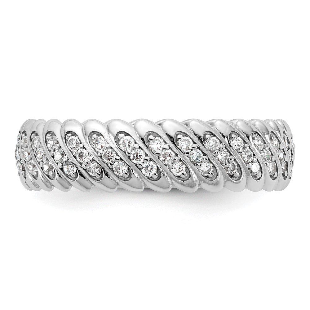 Designer 14K White Gold Polished Diamond Band Ring - Size 11, Stylish Value!