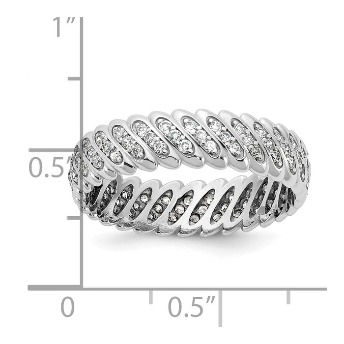 Designer 14K White Gold Polished Diamond Band Ring - Size 11, Stylish Value!-4
