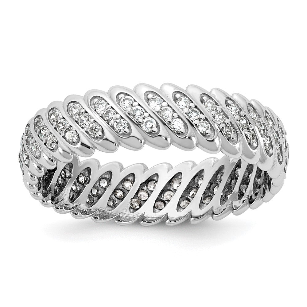 Designer 14K White Gold Polished Diamond Band Ring - Size 11, Stylish Value!