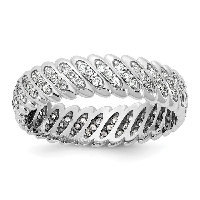 Designer 14K White Gold Polished Diamond Band Ring - Size 11, Stylish Value!-1