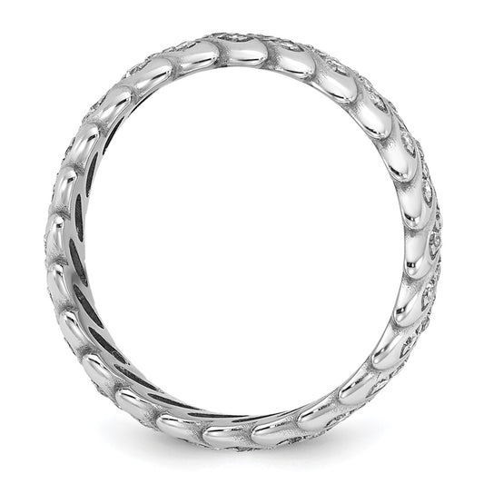 Exclusive 14K White Gold Polished Diamond Band Ring - Size 8, Stylish Luxury