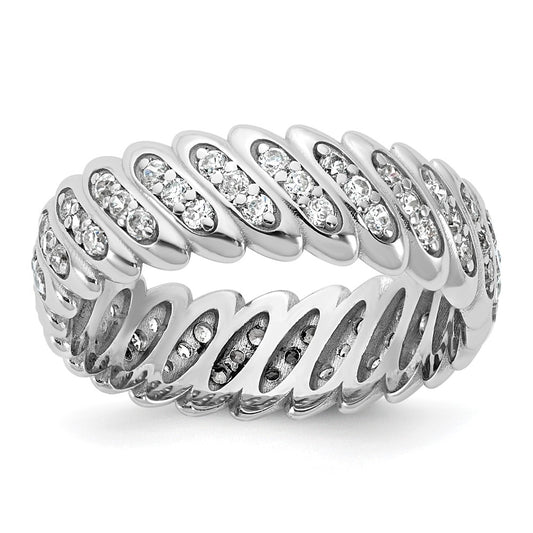 Exclusive 14K White Gold Polished Diamond Band Ring - Size 8, Stylish Luxury