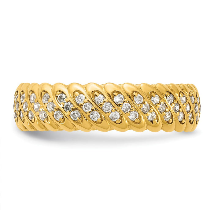 Shop 14K Yellow Gold Polished Diamond Band Ring Size 10 - Stylish Luxury Value!-3