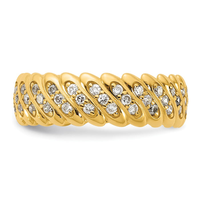 Shop Exclusive 14K Yellow Gold Polished Diamond Band Ring - Size 7, Affordable Luxury-3