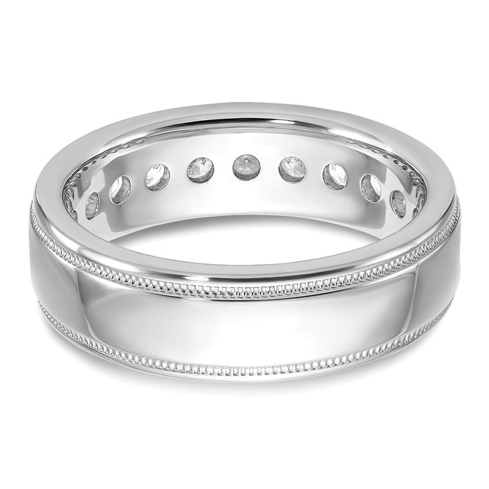 Buy Exclusive 14K White Gold Men's Ring - 1 Carat AA Diamonds, Stylish Milgrain-6