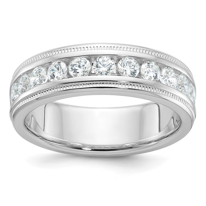 Buy Exclusive 14K White Gold Men's Ring - 1 Carat AA Diamonds, Stylish Milgrain-1