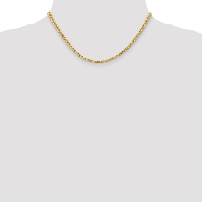 Buy 14K Gold 16-Inch 4mm Semi-Solid Anchor Chain - Stylish & Affordable!-4