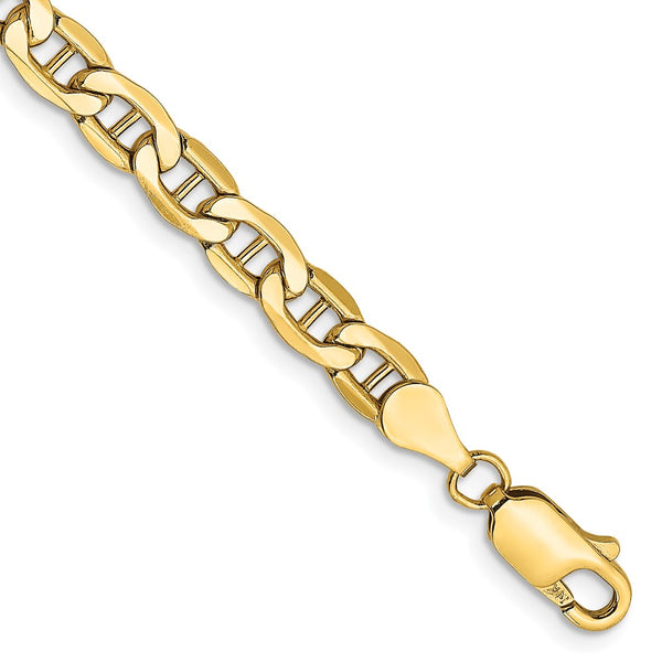 14K Gold Semi-Solid Anchor Bracelet