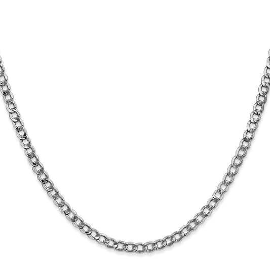 High-Quality 14K White Gold 18-Inch Curb Chain - Stylish 3.35mm Links