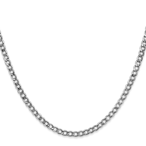 14K White Gold Curb Chain, 3.35mm Links