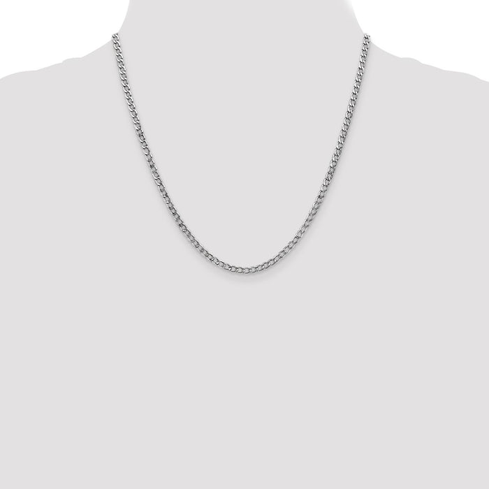 Exclusive 14K White Gold 20-Inch Curb Chain, 3.35mm Links - Stylish Value!-4