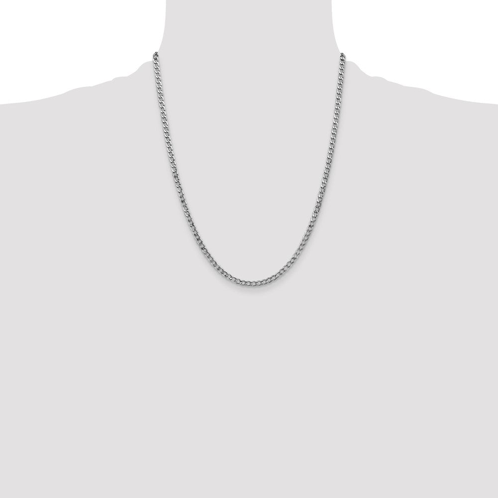 Buy 14K White Gold 22-Inch Curb Chain, Stylish 3.35mm Links, Affordable Price
