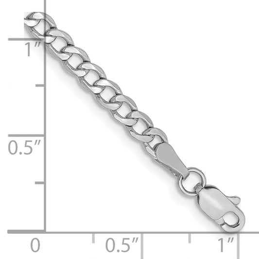 High-Quality 14K White Gold 9-Inch 3.35mm Curb Anklet - Stylish & Affordable!