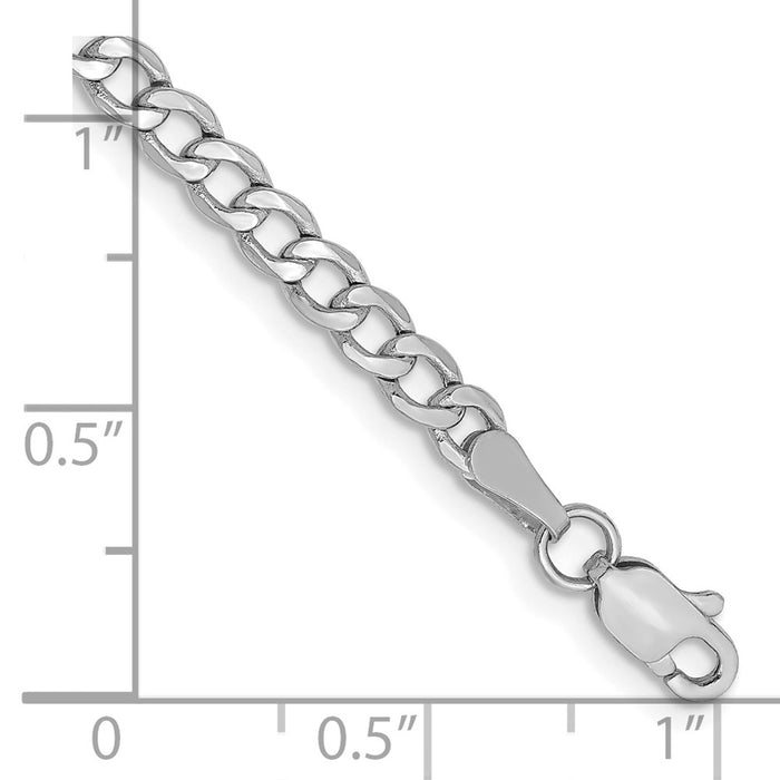 High-Quality 14K White Gold 9-Inch 3.35mm Curb Anklet - Stylish & Affordable!-2