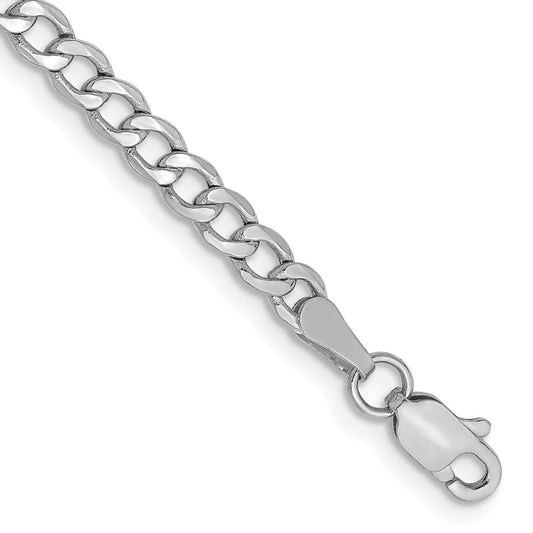 Buy Stylish 14K White Gold 10-Inch 3.35mm Semi-Solid Curb Anklet - Luxury Value!