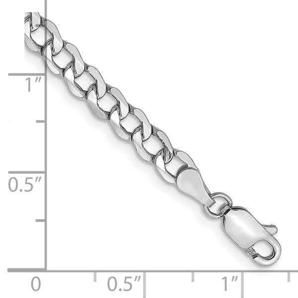 14K White Gold Curb Bracelet, 4.3mm Links
