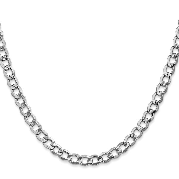 14K White Gold 5.25mm Curb Chain Semi-Solid