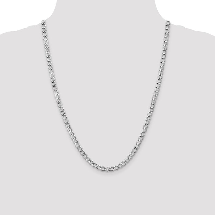 Shop 14K White Gold 24-Inch 5.25mm Curb ChainLuxury Semi-Solid Design!-4