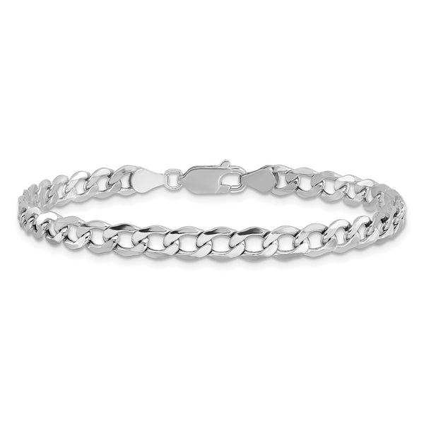 14K White Gold Curb Bracelet, 5.25mm Links
