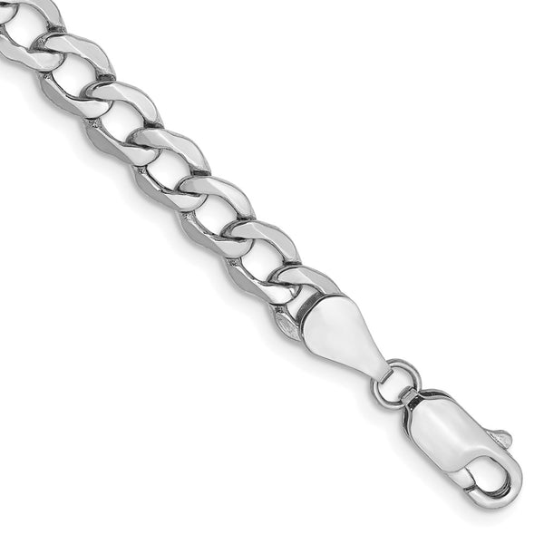 14K White Gold Curb Bracelet, 5.25mm Links
