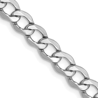 Shop 14K White Gold 24-Inch 5.25mm Curb ChainLuxury Semi-Solid Design!