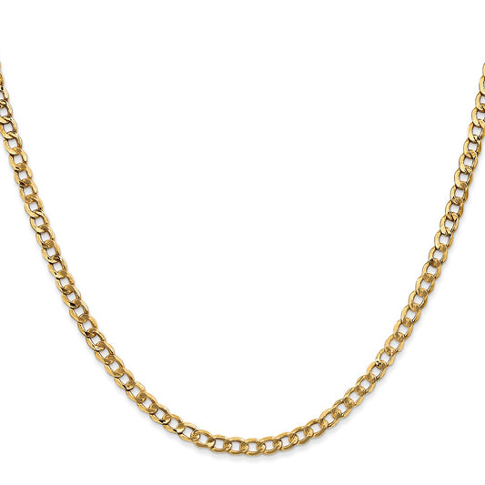 Buy Stylish 14K Gold 28-Inch Curb Chain - 3.35mm Links, Lobster Clasp
