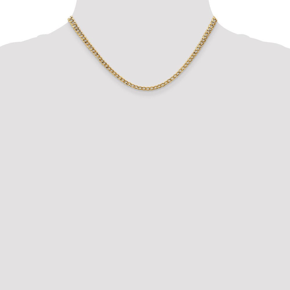 Buy Stylish 14K Gold 16-Inch 3.35mm Semi-Solid Curb Chain - Luxury Accessory!